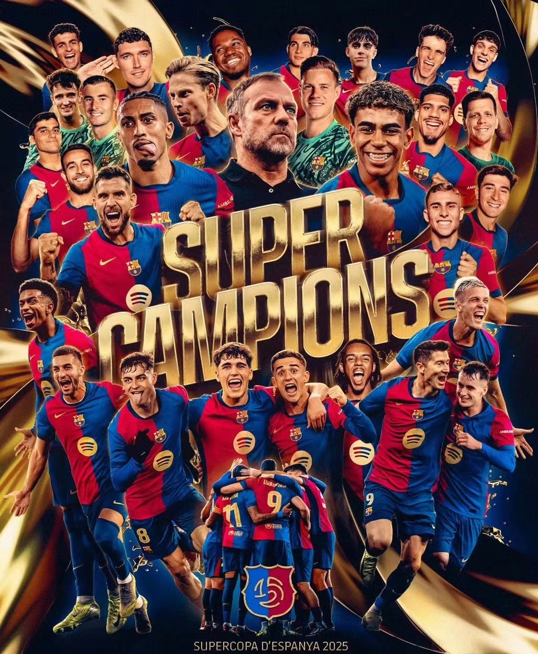 Flick trénoval Barcelonu, aby poprvé vyhrála španělský Superpohár velkou výhrou nad Realem Madrid